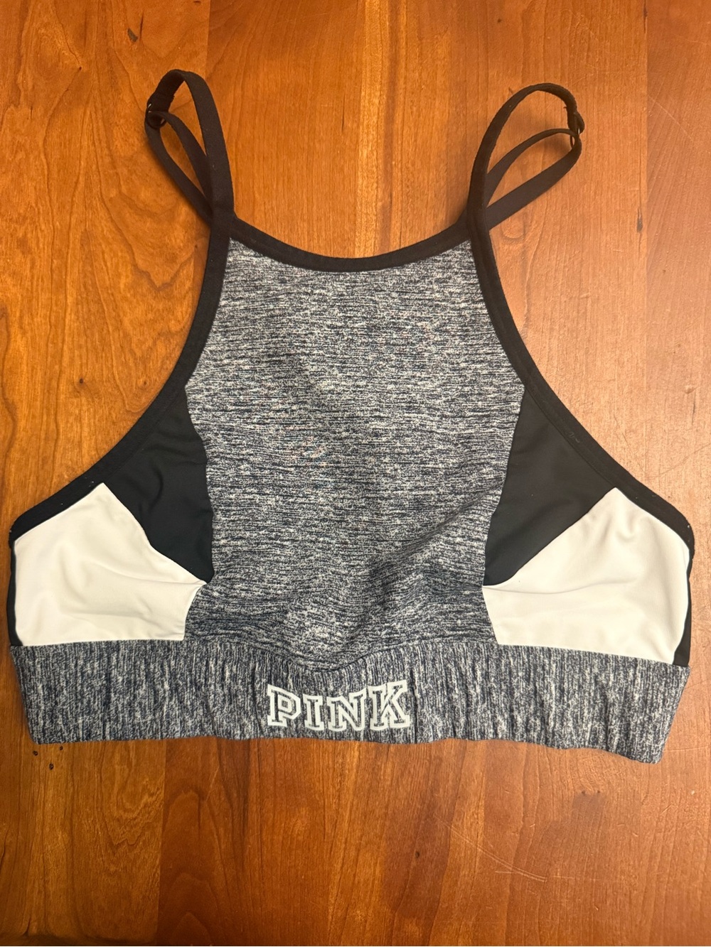 PINK Victoria's Secret Gray Heather & Black Panel Sports Bralette S
